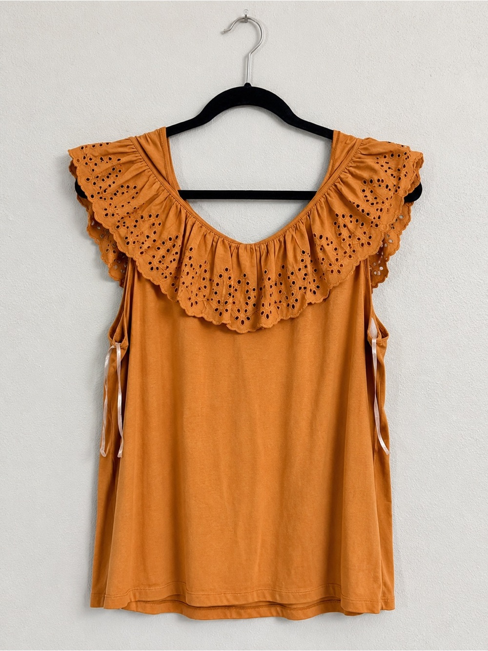 Lane Bryant Mustard Eyelet Ruffle Tank Top